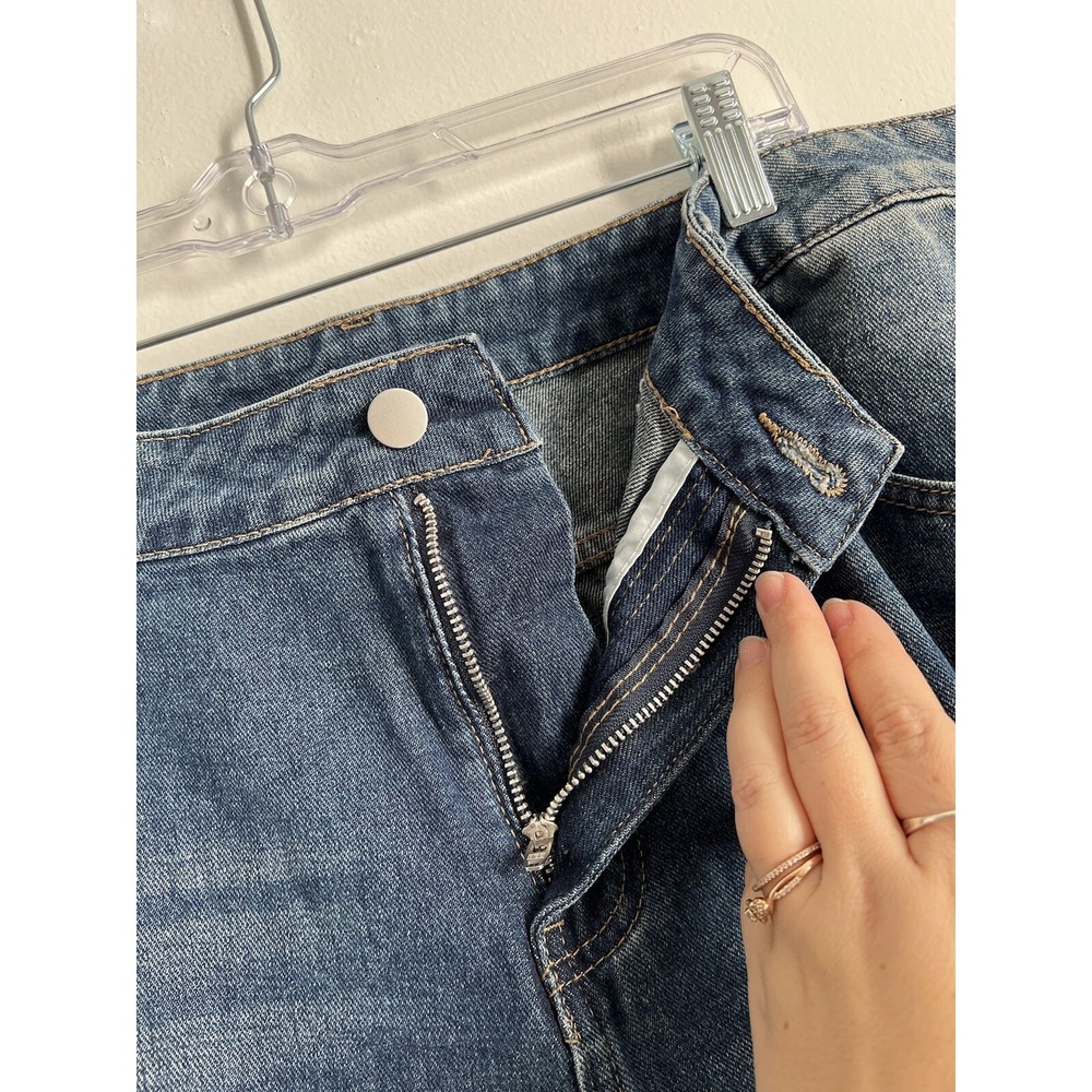 Shein Curve 2XL Jeans Womens Blue Denim Mom Distressed High Rise Cotton - Picture 7 of 11